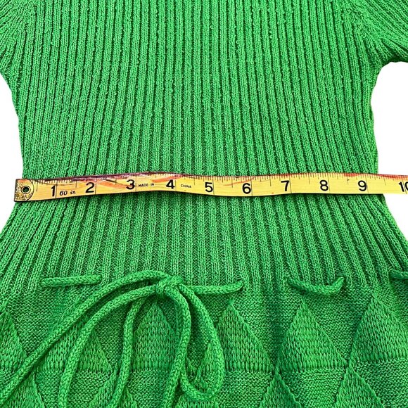 Vintage Young East Green Knit Dress Size 11 With Back Zipper Closure & Adjustabl - Picture 8 of 15